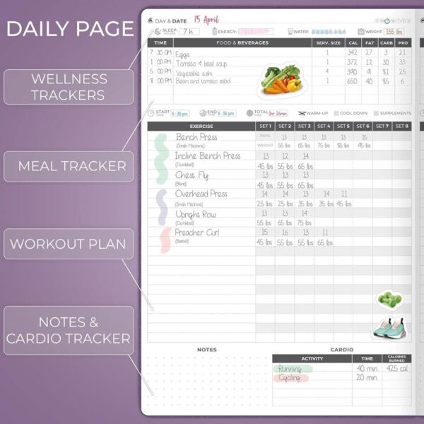 Comprehensive Fitness Planner with Meal Planning and Progress Tracking - Image 3